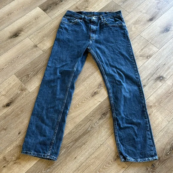 Men's Wrangler Straight Fit Blue Denim Jeans